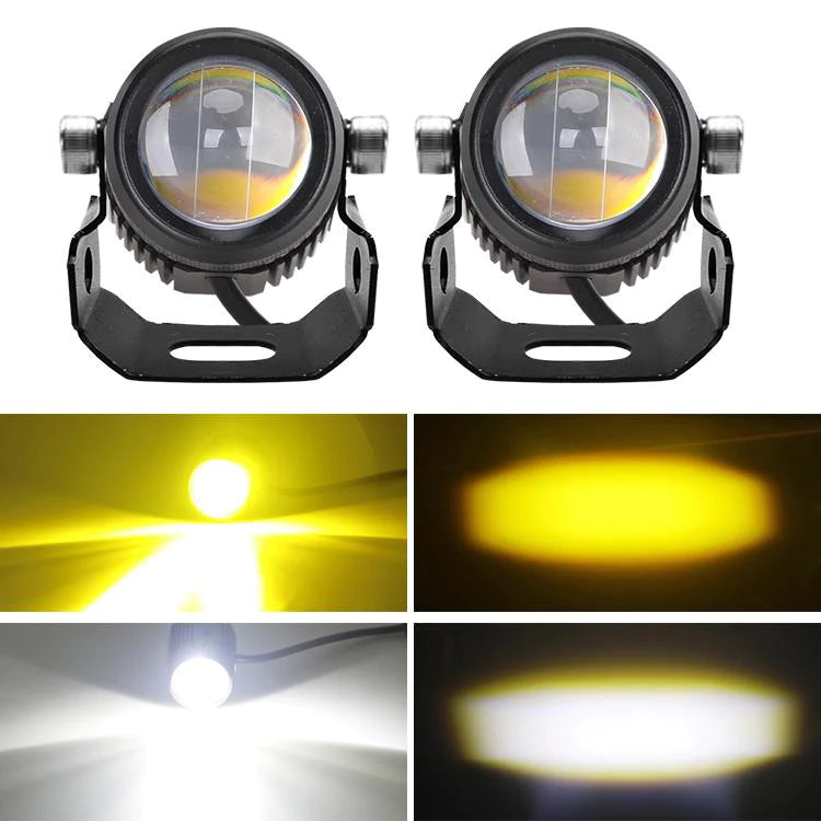 Original HJG Mini Drive LED Fog Light Bulb Lamp For Cars and Motorcycles Dual Color (White & Yellow) With Cooling Fan 2Pcs