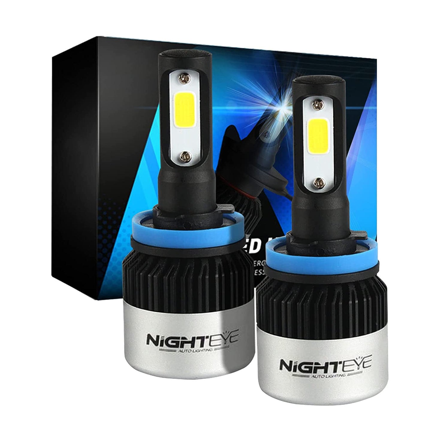 ORIGINAL NIGHTEYE H8/H9/H11/H16 LED Headlight Bulb for Car and Bike White, 90W, 2 Bulbs - 9000 Lumens ULTRA BRIGHT, Type H8/H9/H11/H16 - bikerstore.in
