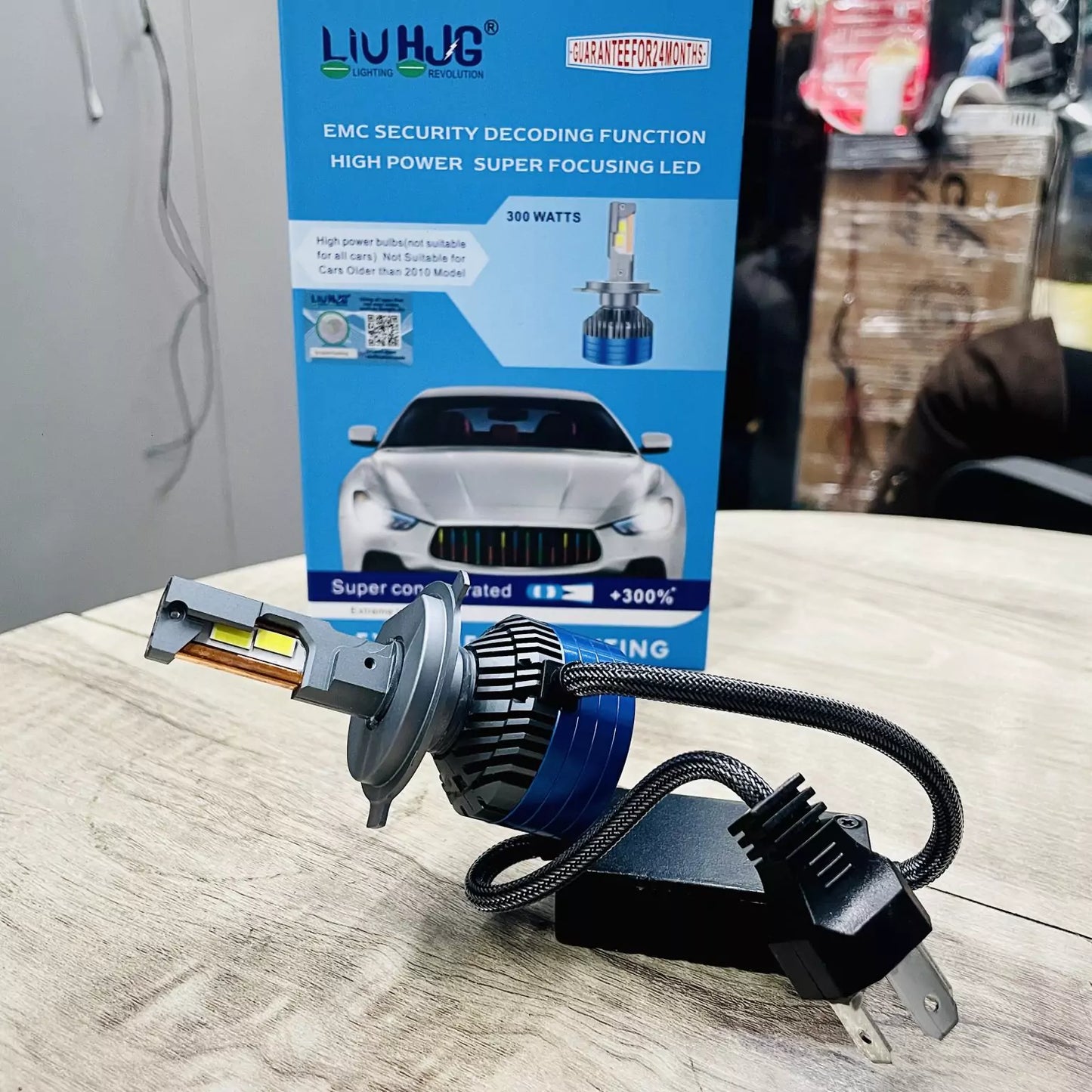 LIU HJG ORIGINAL 2024 LED Vehicle Headlight Bulb (150 WATTS) 1 Pc LED Headlight Bulb H4 150W For All Cars Motorcycles (Low and High Beam Bulbs (White) AC/DC 150Watt) - Type H4