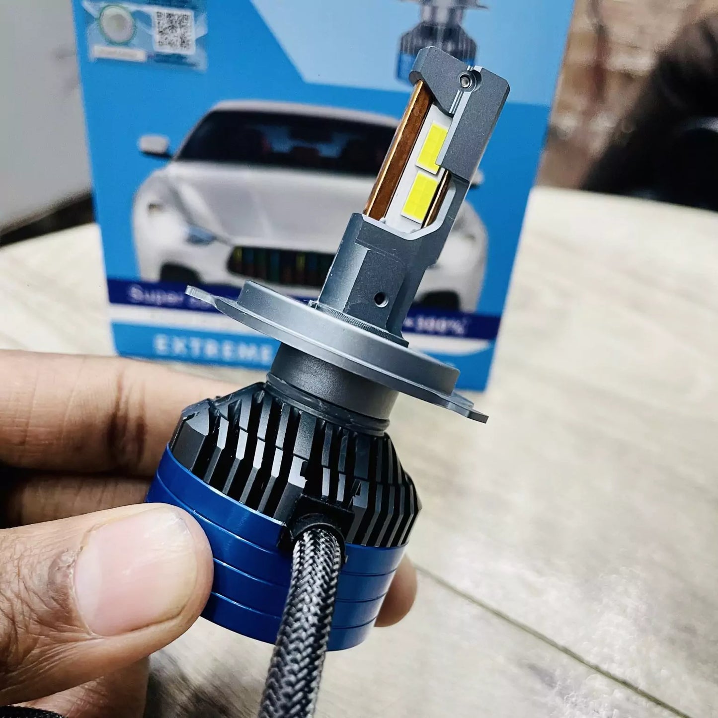 LIU HJG ORIGINAL 2024 LED Vehicle Headlight Bulb (150 WATTS) 1 Pc LED Headlight Bulb H4 150W For All Cars Motorcycles (Low and High Beam Bulbs (White) AC/DC 150Watt) - Type H4