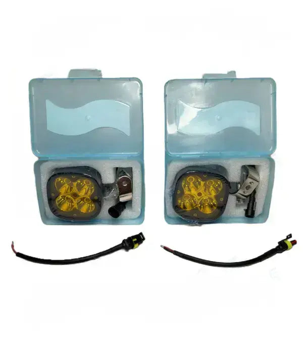 HJG Original 4 LED CREE 60W Fog Light Auxiliary Light For All Motorcycles With Yellow Filter Cap (2 Pcs)