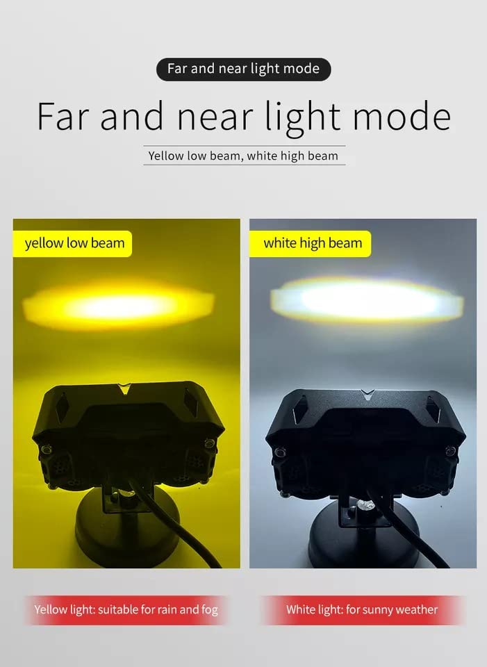 Original HJG Series of Premium Fog Light (3 Round LED HJG Fog Light, 60W per pc * 2 = 120W Total) White Yellow - bikerstore.in