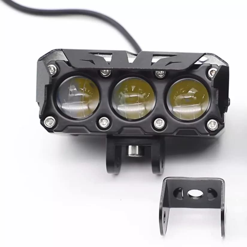Original HJG Series of Premium Fog Light (3 Round LED HJG Fog Light, 60W per pc * 2 = 120W Total) White Yellow - bikerstore.in