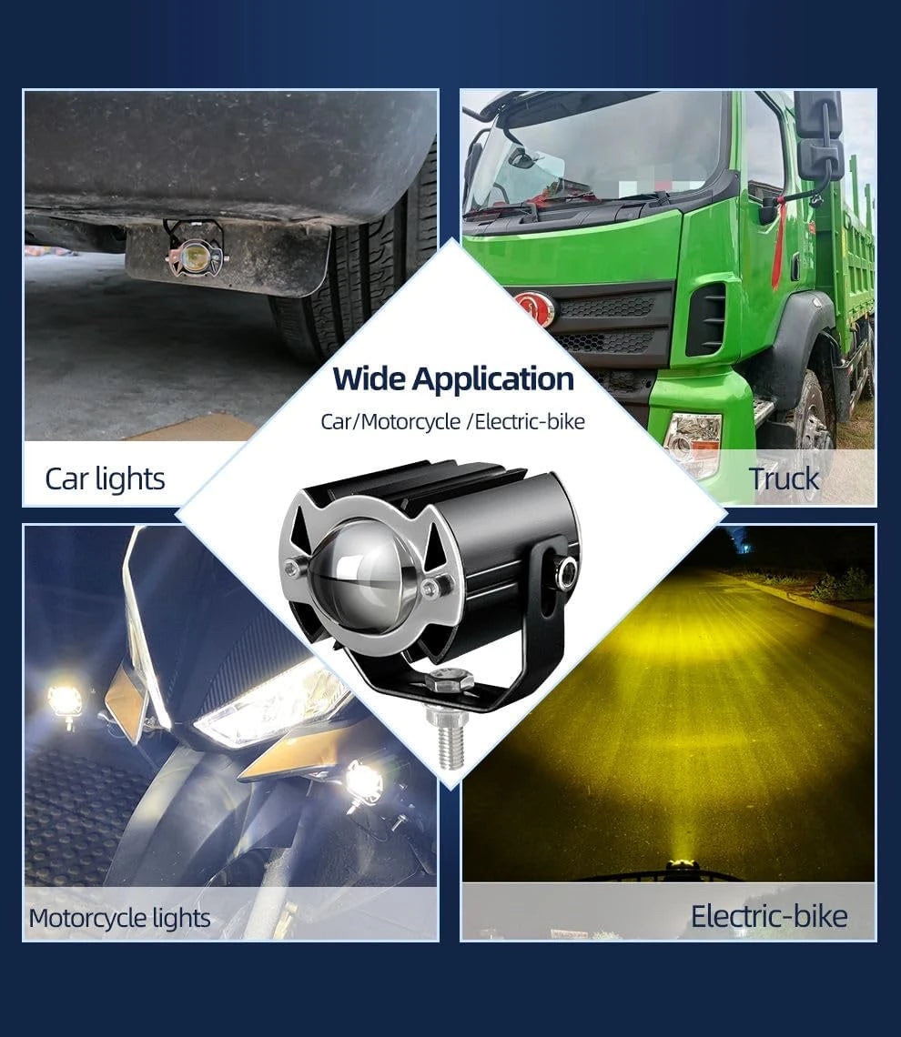 HJG ORIGINAL G15 30W Mini Drive Spotlight Yellow/White Motorcycle Mini Driving Fog Light 15000LM High/Low Beam Motorcycle Spot Light (Pack of 2)