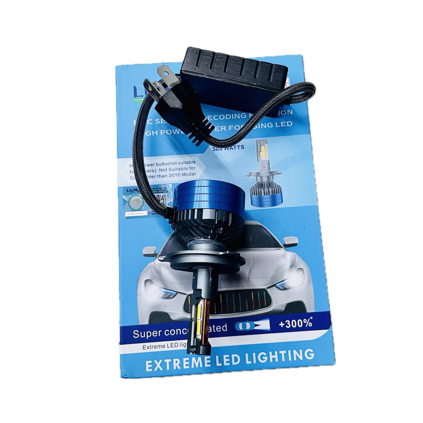 LIU HJG ORIGINAL 2024 LED Vehicle Headlight Bulb (150 WATTS) 1 Pc LED Headlight Bulb H4 150W For All Cars Motorcycles (Low and High Beam Bulbs (White) AC/DC 150Watt) - Type H4