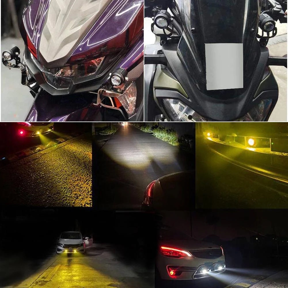 Original HJG Mini Drive LED Fog Light Bulb Lamp For Cars and Motorcycles Dual Color (White & Yellow) With Cooling Fan 2Pcs