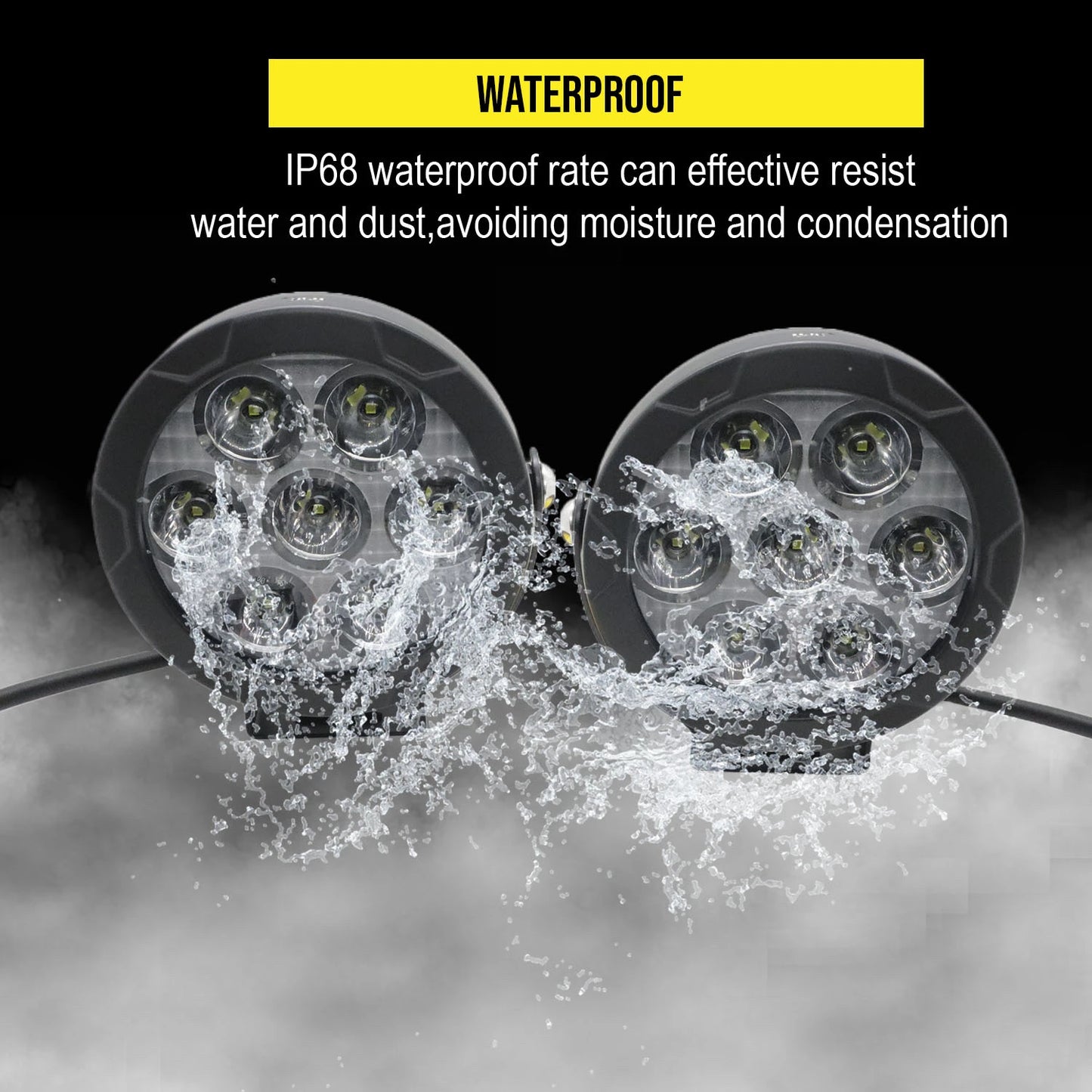 HJG Original 70W CREE 140W Dual Color Yellow/White LED Fog Lights with Wiring Harness Kit light brightness output controller switch Yellow Filter Cap Waterproof Light for Bikes, Cars, Jeeps Yellow Filter Cap
