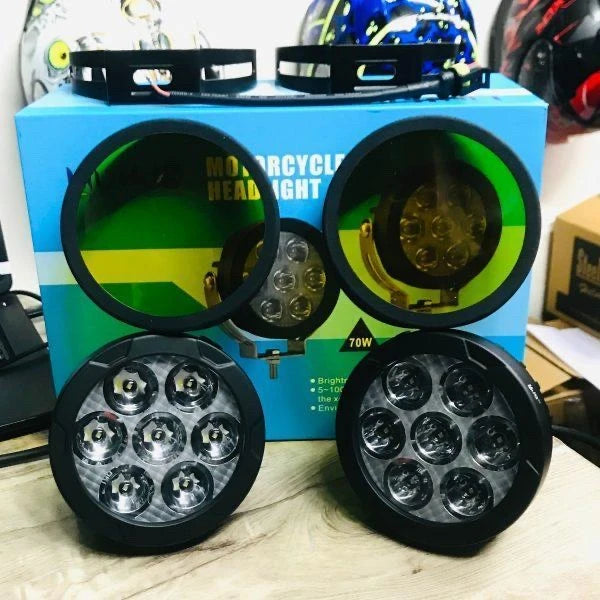 HJG Original 70W CREE 140W Dual Color Yellow/White LED Fog Lights with Wiring Harness Kit light brightness output controller switch Yellow Filter Cap Waterproof Light for Bikes, Cars, Jeeps Yellow Filter Cap