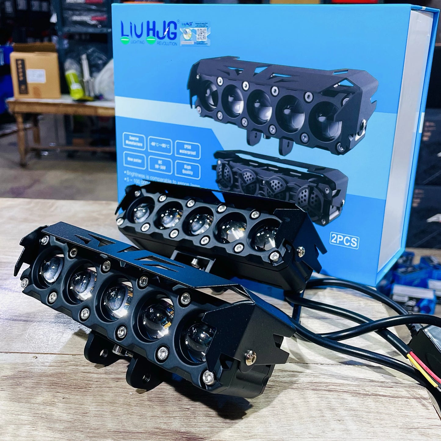 HJG ORIGINAL 150W 5 Lens MEGA DRIVE Fog Light For Bike/Car/Thar/Jeep ( Cool White, 75W each * 2 = 150W Total ) - Pack of 2