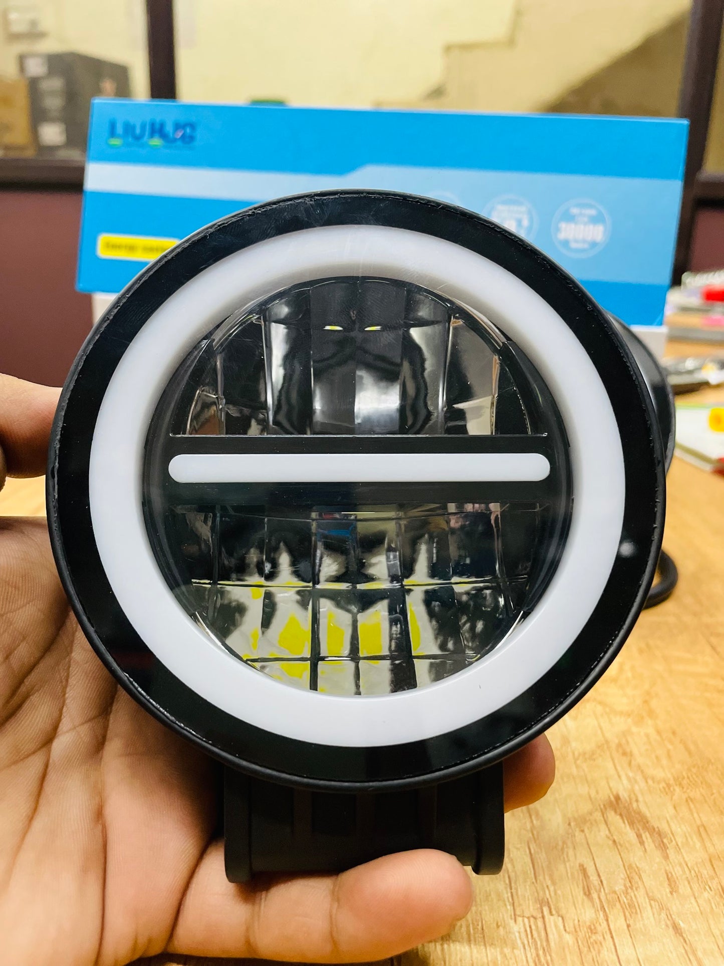HJG Original 140W MINUS LIGHT Dual Color Yellow/White LED Fog Lights with Yellow Filter Cap for Bikes, Cars, Jeeps
