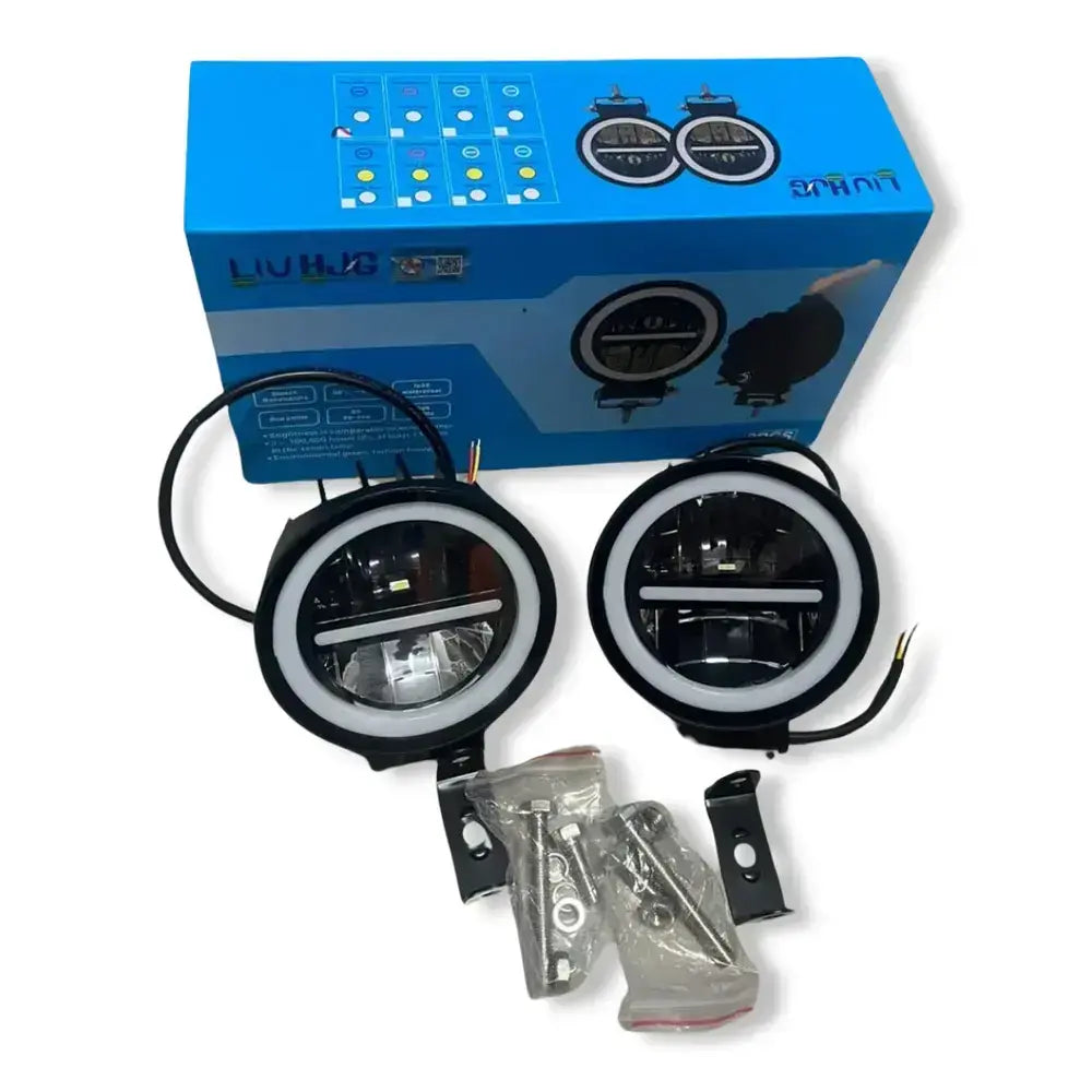 HJG Original 140W MINUS LIGHT Dual Color Yellow/White LED Fog Lights with Yellow Filter Cap for Bikes, Cars, Jeeps