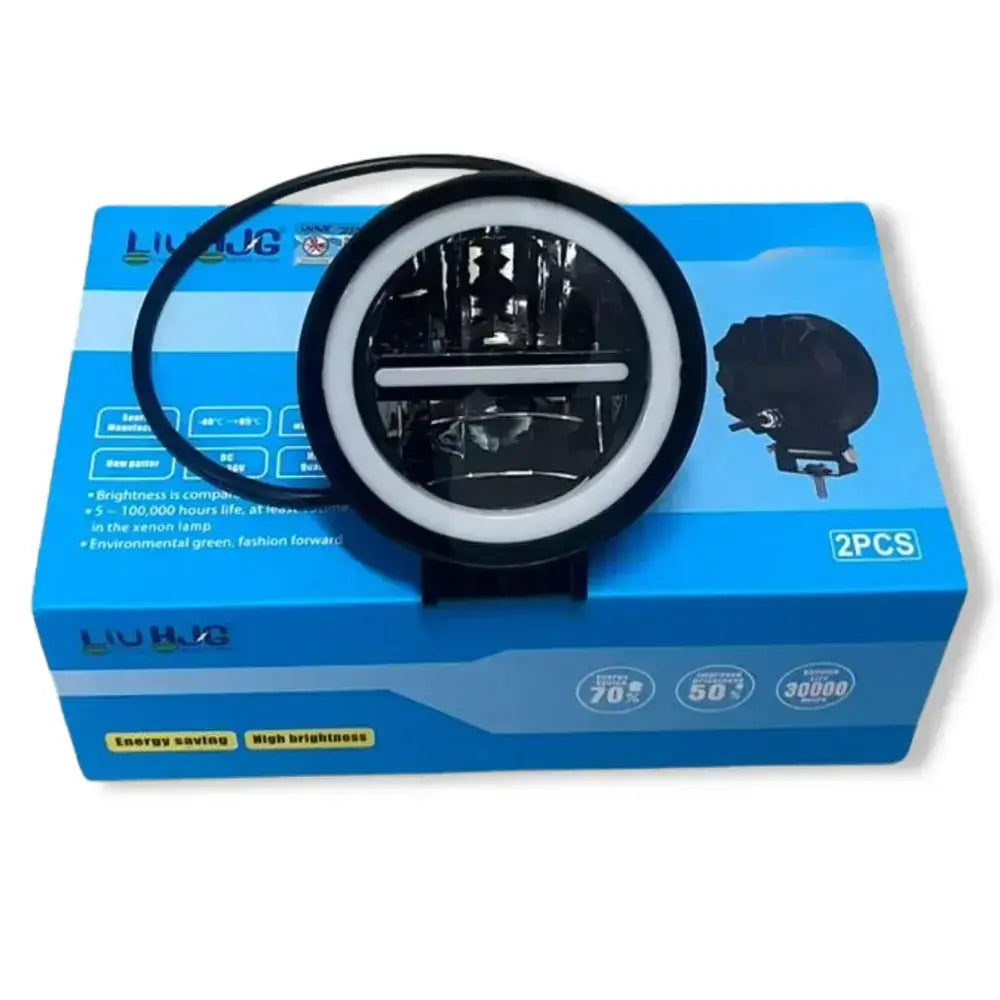 HJG Original 140W MINUS LIGHT Dual Color Yellow/White LED Fog Lights with Yellow Filter Cap for Bikes, Cars, Jeeps