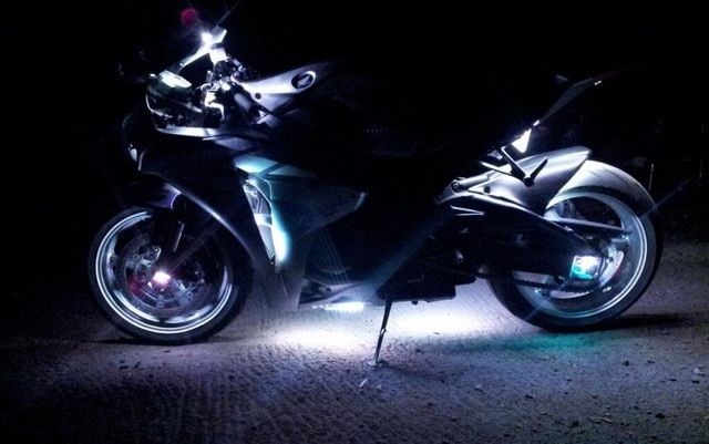 hjg Sunny Day WHITE IMPORTED Underglow PATCH LIGHTS (Front/Rear , Bike Body Lights) - PACK OF 4 - IP65 WATERPROOF DUSTPROOF SHOCKPROOF - Universal Decorative Light for all Motorbike, Car LED - bikerstore.in