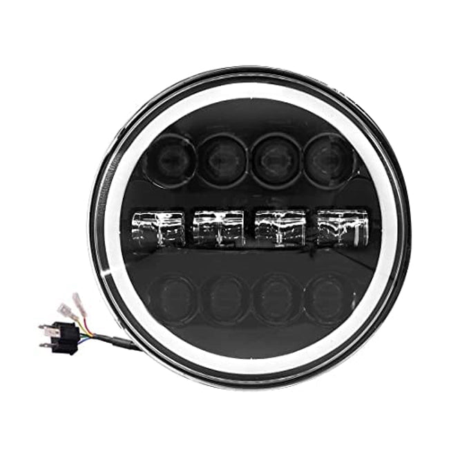 HJG 7 Inch 12 LED Full Ring Headlight Fitting Headlight Compatible with Royal Enfield Classic All Models - bikerstore.in