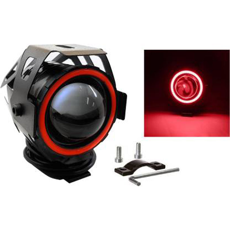 HJG Projector Angel Eyes LED Fog Light For Bike Universal For All Bike (Set of 2 with switch) - bikerstore.in
