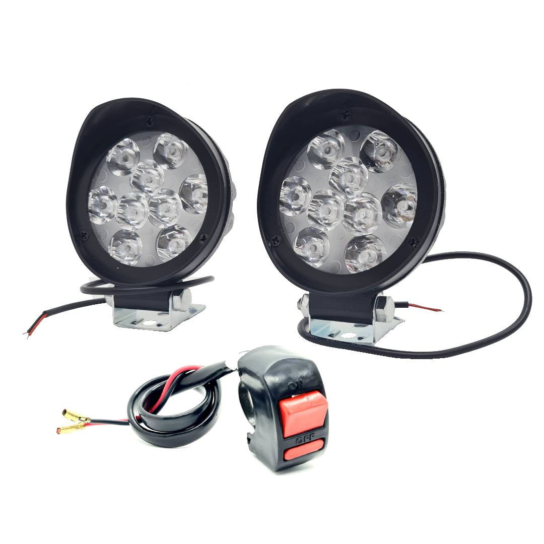 HJG 9 LED Cap Fog Light For Universal For Bike Universal For Car Set of 2 with Switch