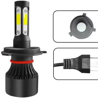 HJG M4 4 Side H4 LED Headlight Bulb with Cooling Fan Head lamp Convers –