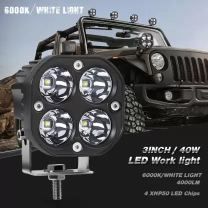 Super IMPORTED 120W Bike 4x4 LED FOG LIGHT ORIGINAL Super Bright Spot Flood Beam Driving Lamp for All Motorcycles & Bikes (120W (2 * 60W), White Light, 2 PCS) - bikerstore.in