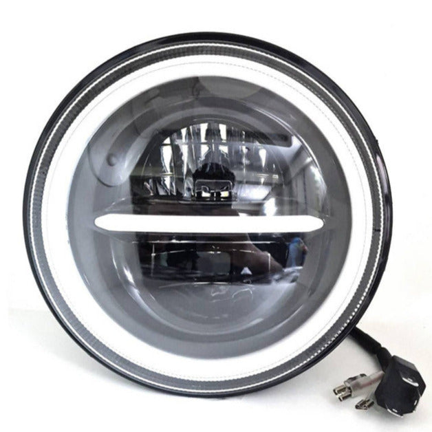 HJG 7 Inch Round Headlight Compatible with Royal Enfield, Jeep