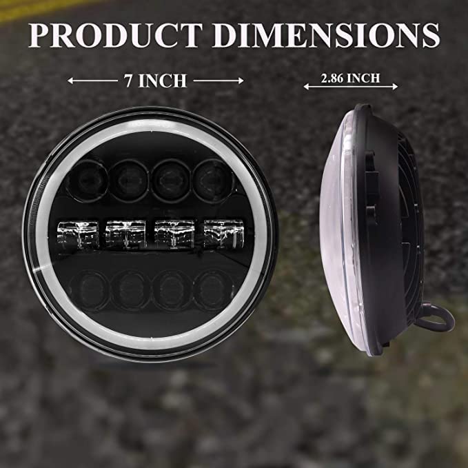 HJG 7 Inch 12 LED Full Ring Headlight Fitting Headlight Compatible with Royal Enfield Classic All Models - bikerstore.in