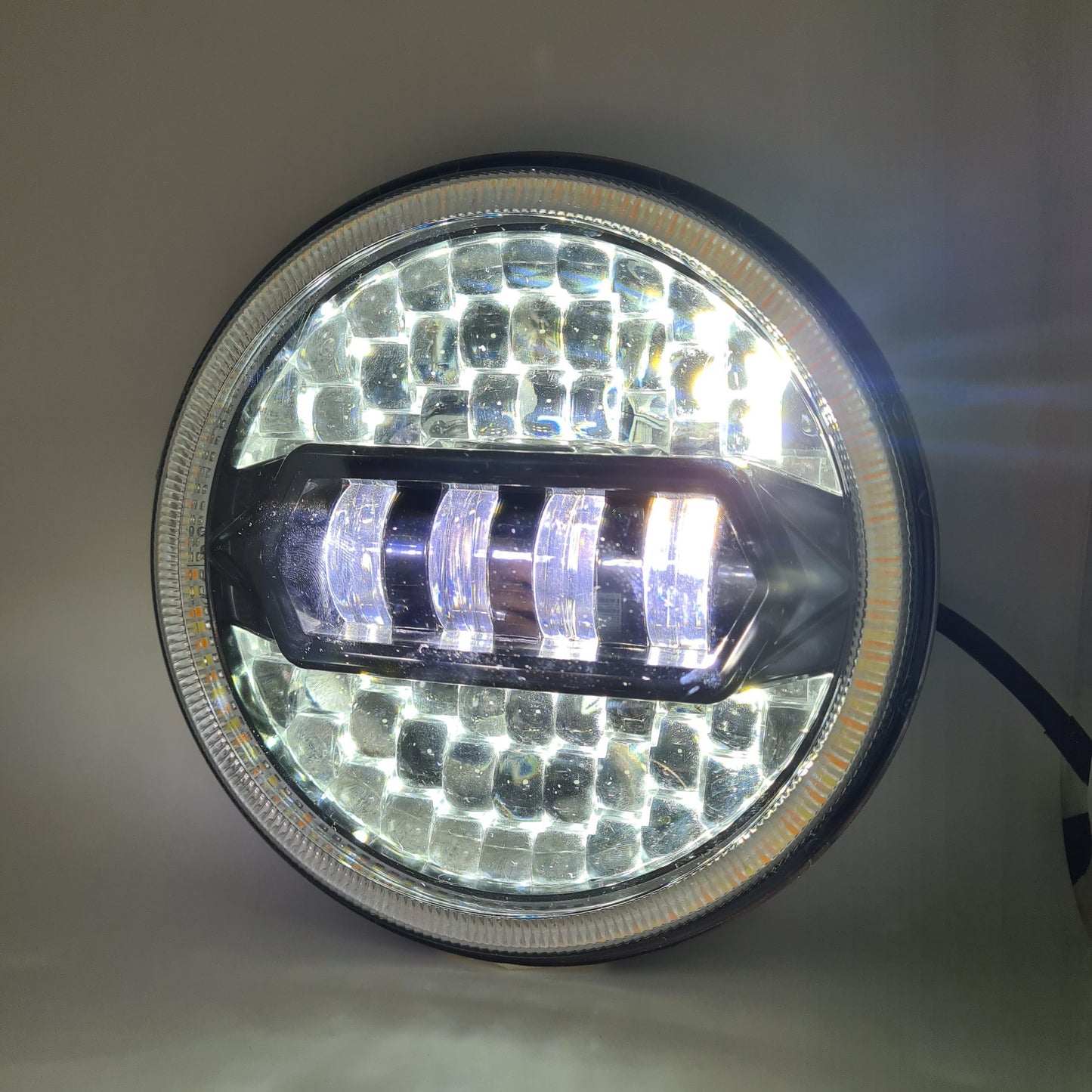7 Inch Diamond Cut Round Led Headlight Fits in Royal Enfield all model and Mahindra Thar - bikerstore.in