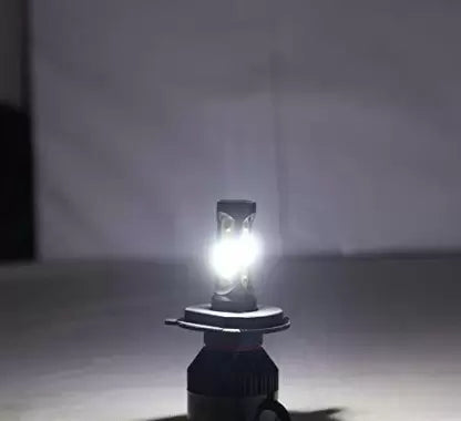 HJG M4 4 Side H4 LED Headlight Bulb with Cooling Fan Head lamp Conversion Kit for Bike Car SUV and Motorcycles (55W, White) - bikerstore.in