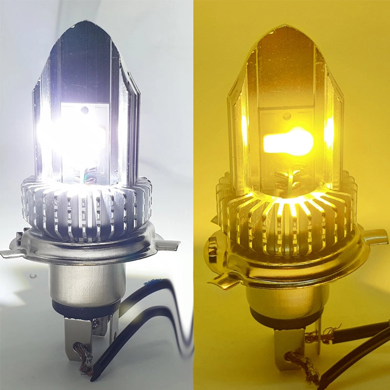 CYT White Yellow Bike LED Headlight Bulb with H4 Fitting For all Bikes & Cars. 30 WATT Yellow & White - bikerstore.in