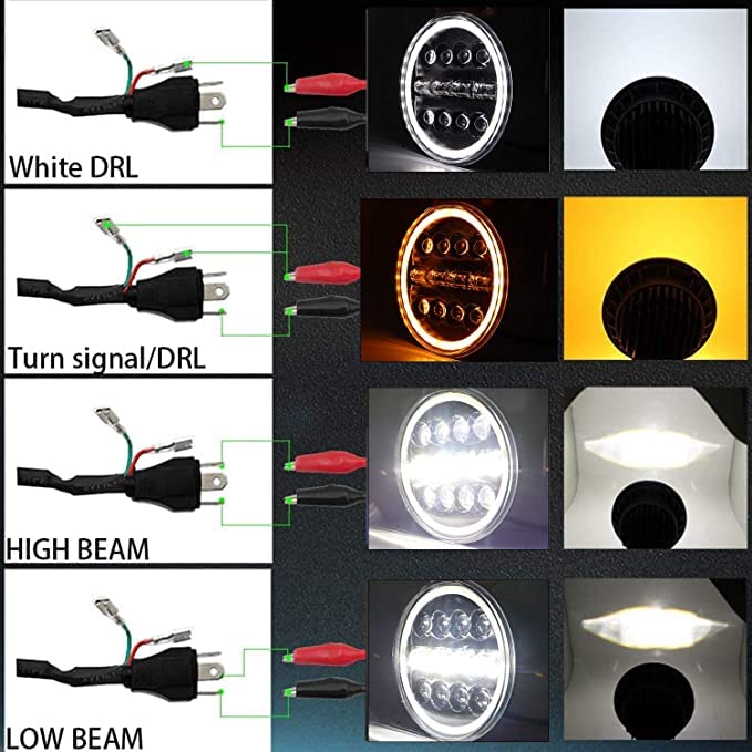 HJG 7 Inch 12 LED Full Ring Headlight Fitting Headlight Compatible with Royal Enfield Classic All Models - bikerstore.in
