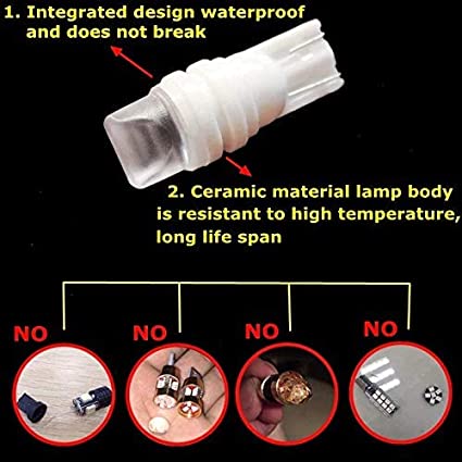 T10 Ceramic Case Parking LED Bulb (Set of 2) | White/Blue/Red/Green with Imported COB LED Chip Universal Fitment for Car and Bike - bikerstore.in