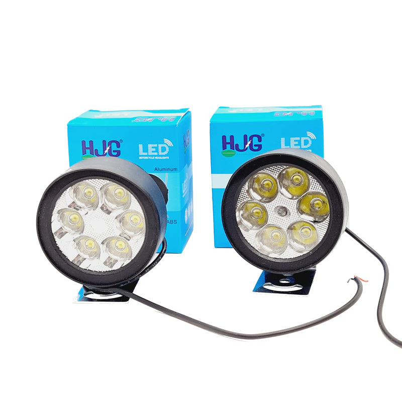 HJG LED Fog Lights for Bikes and Cars High Power, Heavy clamp and Strong ABS Plastic. (6 led Cap Set with Switch) - bikerstore.in