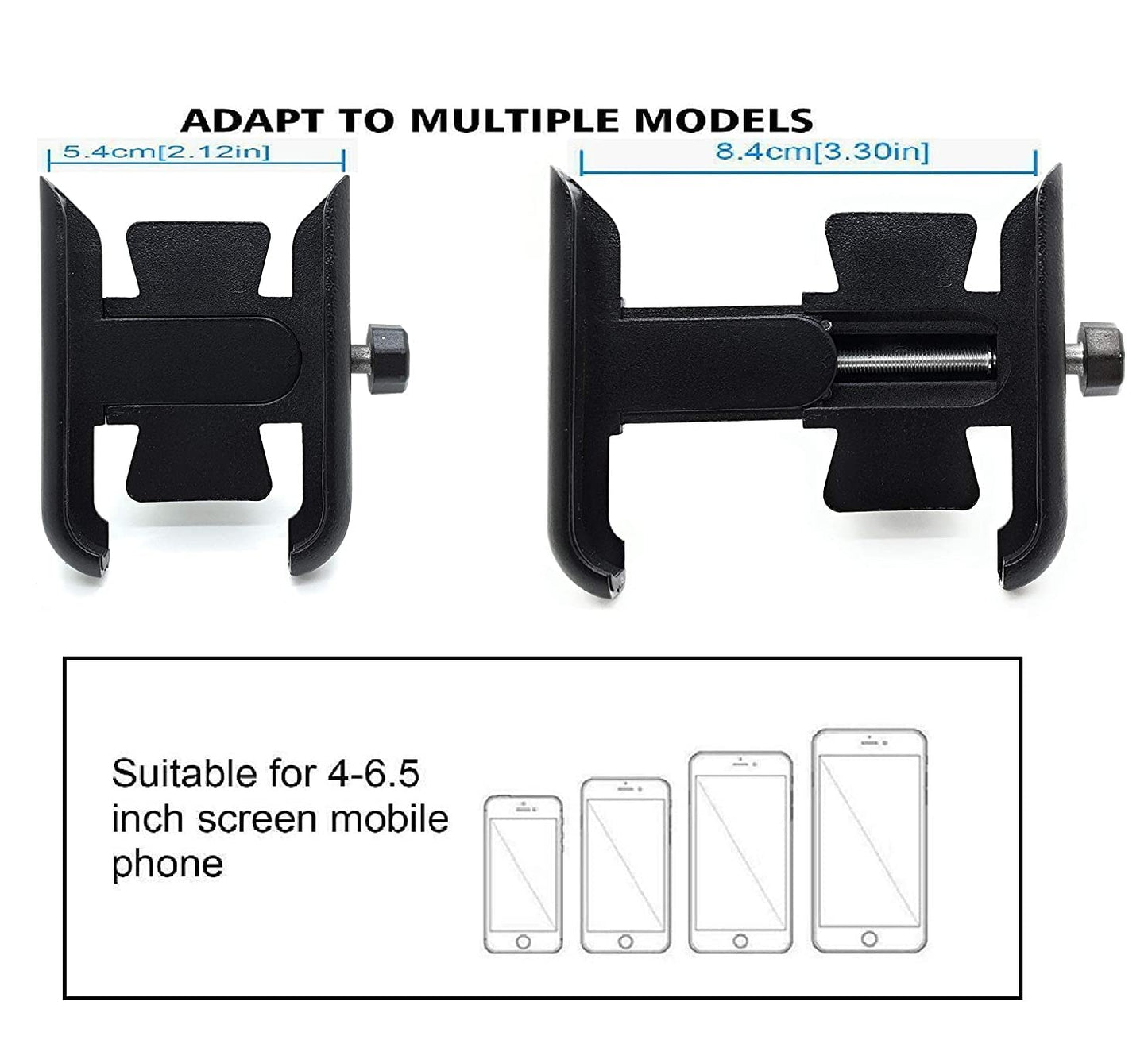 Mobile Phone Holder with USB Charger Waterproof Easy Adjustable Rear View Mirror Mount Solid Metal Cradle Stand Suitable for Bike & Mobile Phones 3.5" to 7.0" (Black)