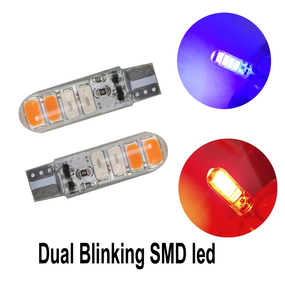 Polce Red/Blue Flashing Parking Bulbs for Car & Bike (Set of 2) - bikerstore.in
