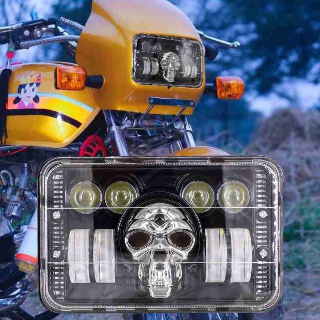 Splendor SKULL BHOOT DRL LED Projector Headlight Assembly Hi/Low Beam With BOSS DRL For Hero Splendor Plus, Splendor Pro, Splendor - bikerstore.in