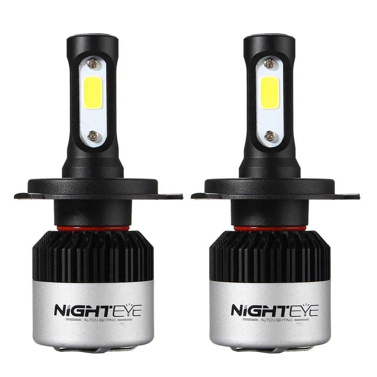 ORIGINAL NIGHTEYE H4 LED Headlight Bulb for Car and Bike White, 90W, 2 Bulbs - 9000 Lumens ULTRA BRIGHT, Type H4 - bikerstore.in
