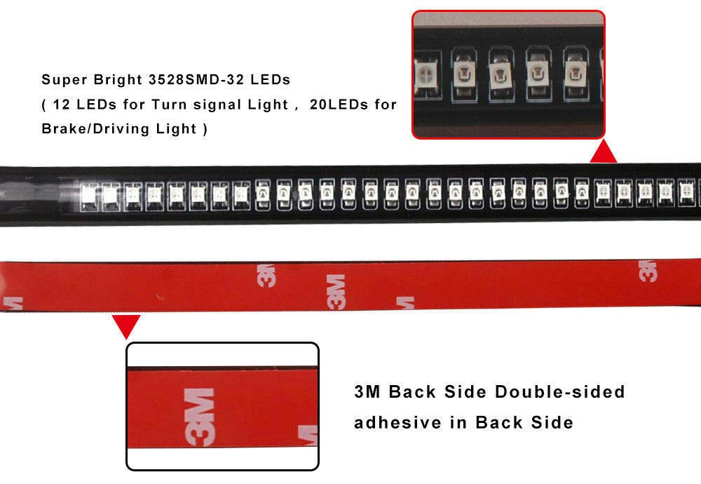 Strip Tail Brake Stop Turn Signal 32LED 8" Flexible led Light for Motorcycle - bikerstore.in