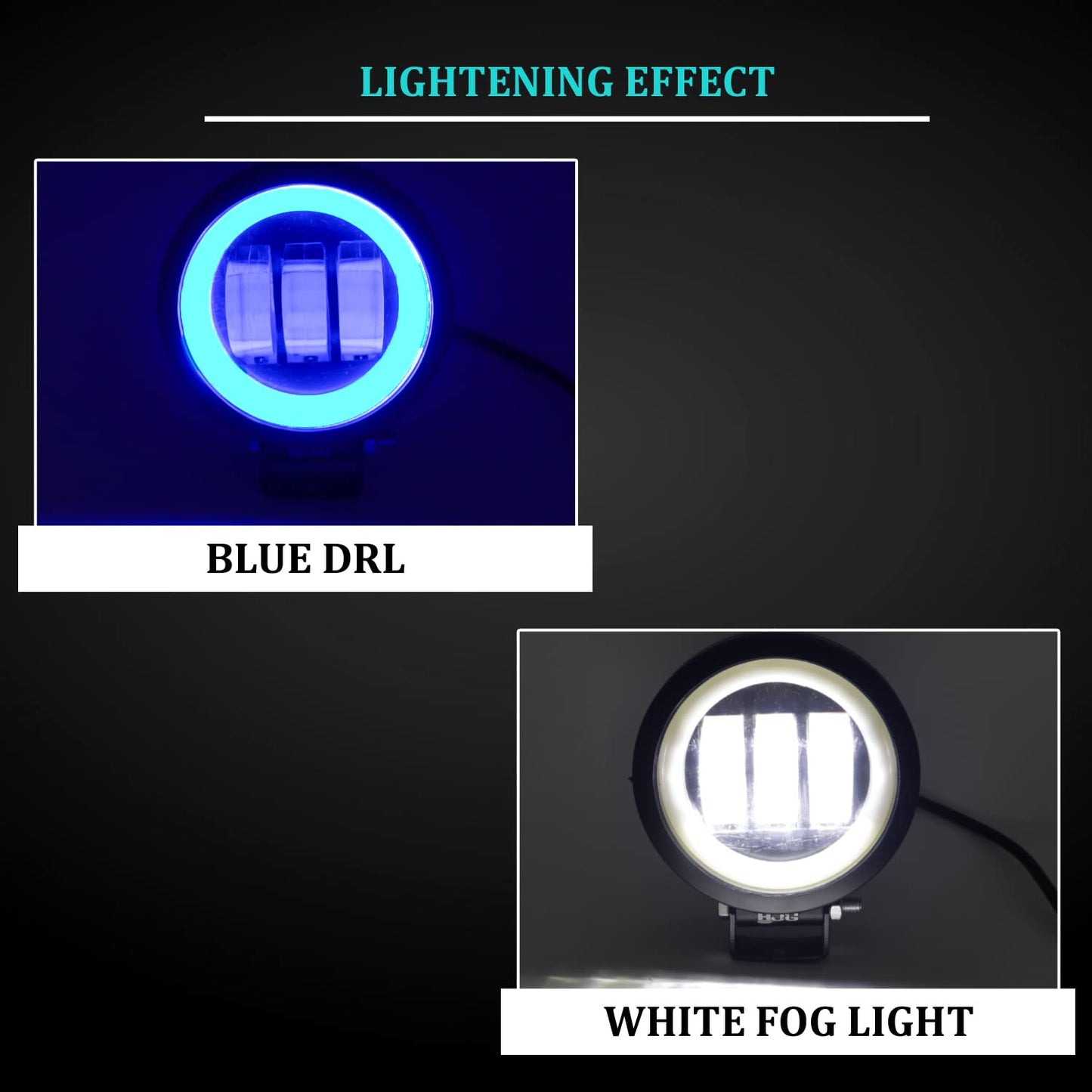 HJG Harley Round Shape fog light 3 Led Blue DRL For bikes and cars.(Light Power: 60W Voltage: DC9-80V) - bikerstore.in