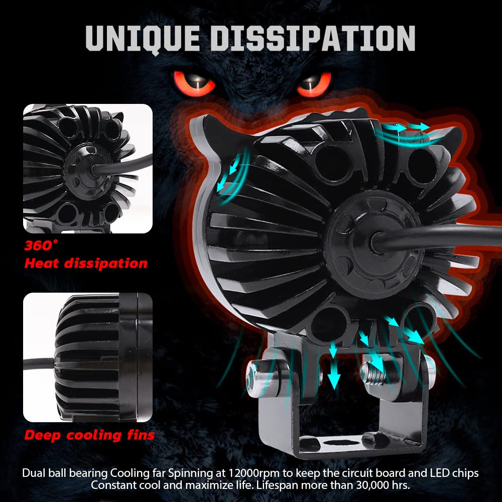 SSLG 2 Led OWL Shape Fog Yellow-White light Low & High Beam for universal vehicles 9V-60V 30W - bikerstore.in