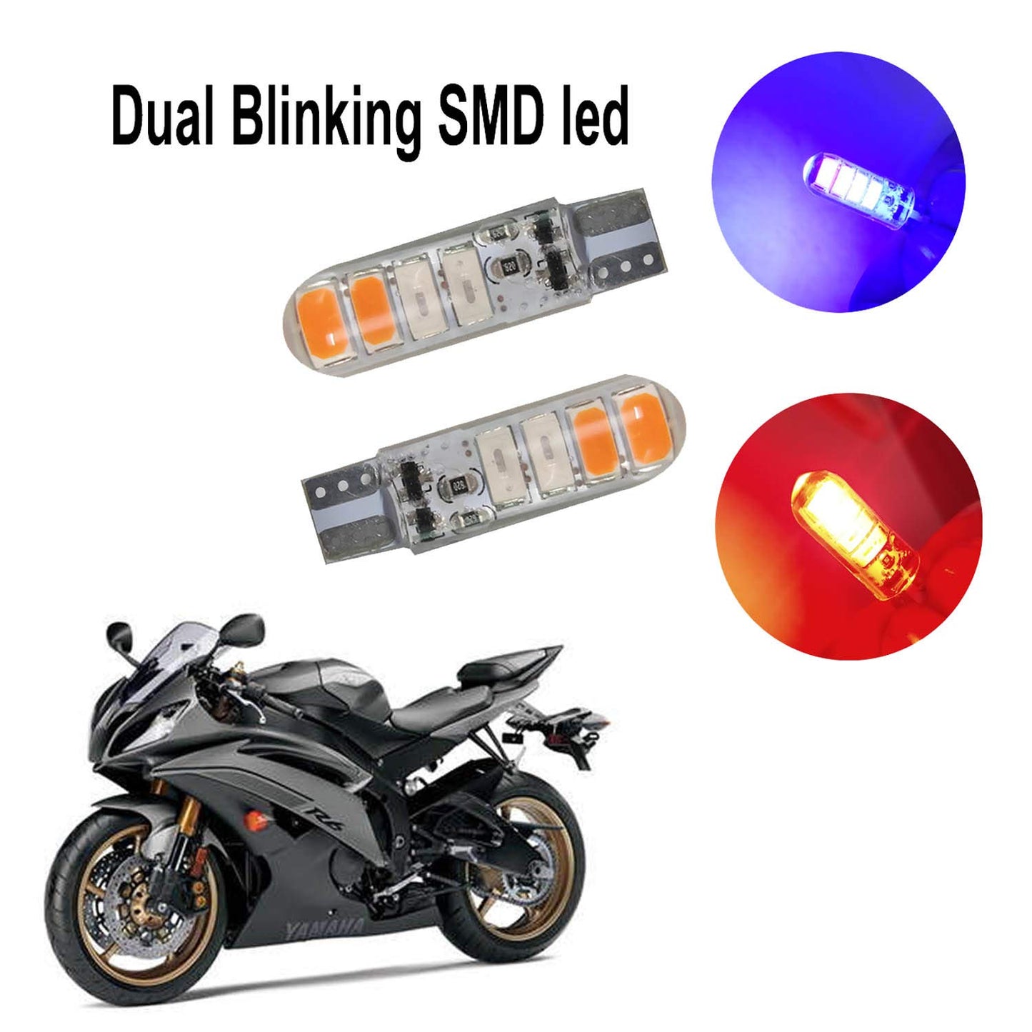 Polce Red/Blue Flashing Parking Bulbs for Car & Bike (Set of 2) - bikerstore.in