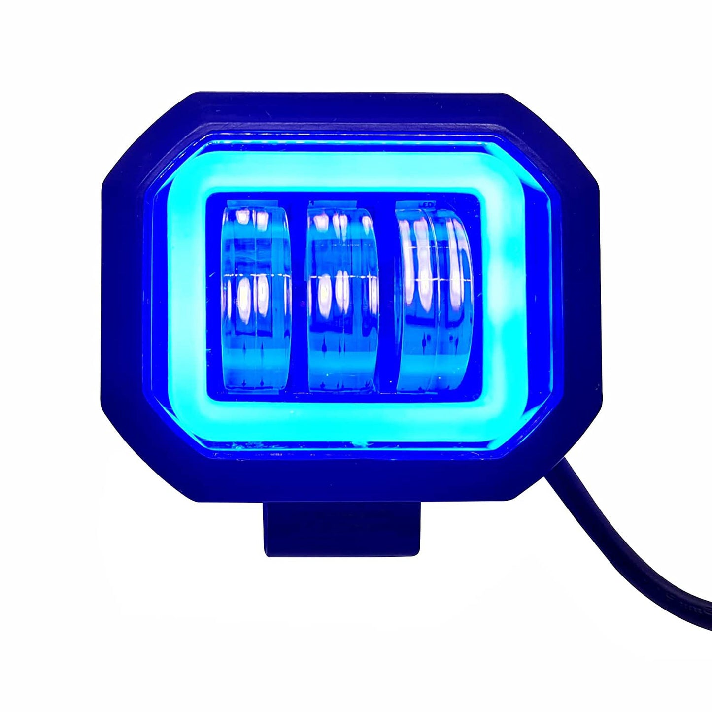 HJG Harley Square Shape fog light 3 Led Blue DRL For Bikes & Cars.(Light Power: 60W Voltage: DC9-80V) - bikerstore.in