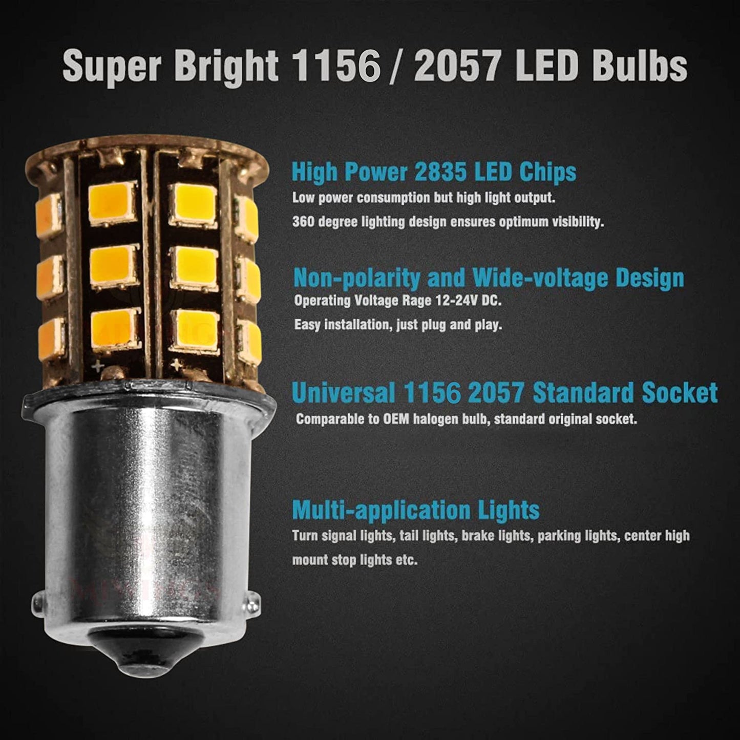 Orange LED Indicator Bulb Bright 360° Reflecting LED Indicator Bulbs Light (STRAIGHT PIN LED ) 2pc Indicator Light Car, Motorbike LED (12 V, 10 W) (Universal For Bike, Universal For Car, Pac - bikerstore.in