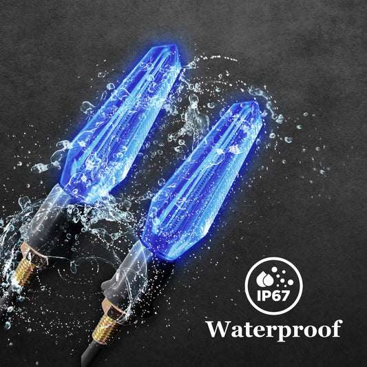 Blue Transparent Bike Indicator Turn Signal Indicator Blinker Light Transparent Crystal Material Waterproof Universal for All Bikes (Blue) (Pack of 2) - bikerstore.in