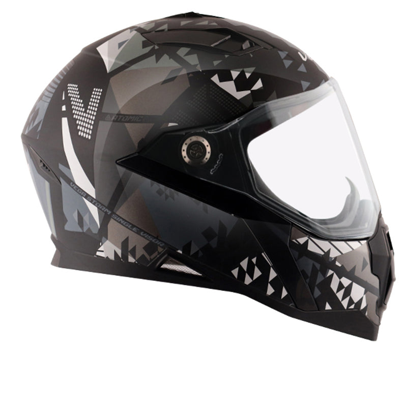 Vega Storm Atomic Black Silver Helmet - bikerstore.in