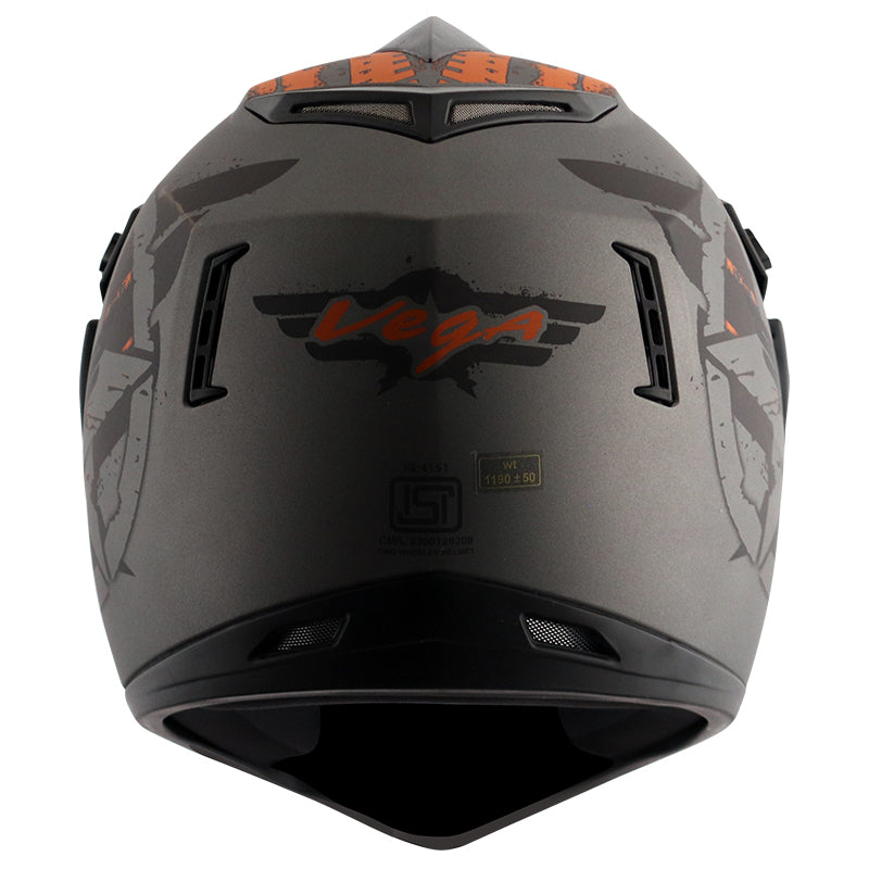 Vega Off Road D/V Secret Dull Anthracite Black Helmet - bikerstore.in