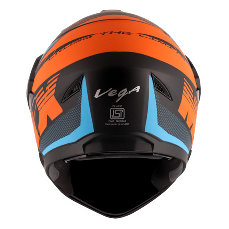 Vega Mount D/V MAX Dull Black Orange Helmet - bikerstore.in