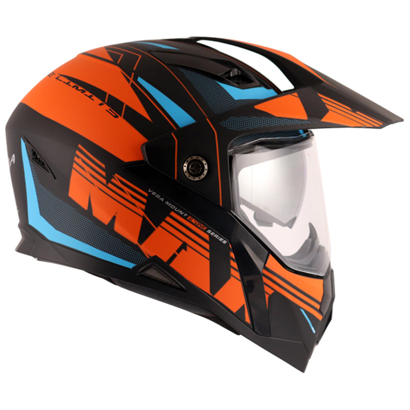 Vega Mount D/V MAX Dull Black Orange Helmet - bikerstore.in