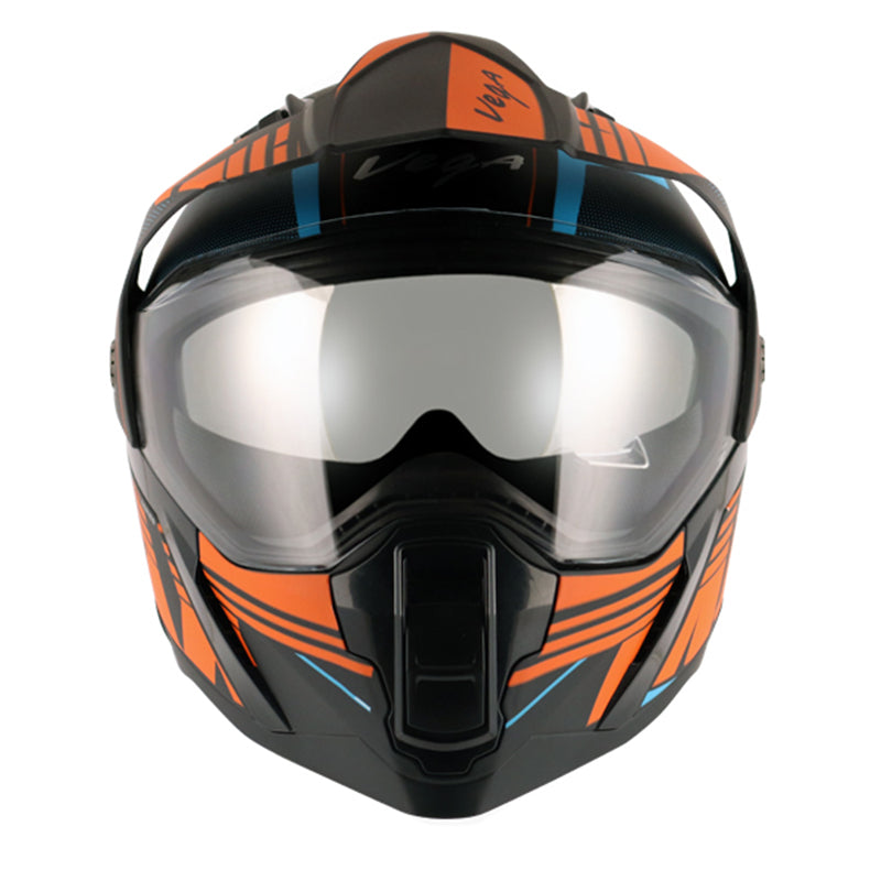 Vega Mount D/V MAX Dull Black Orange Helmet - bikerstore.in