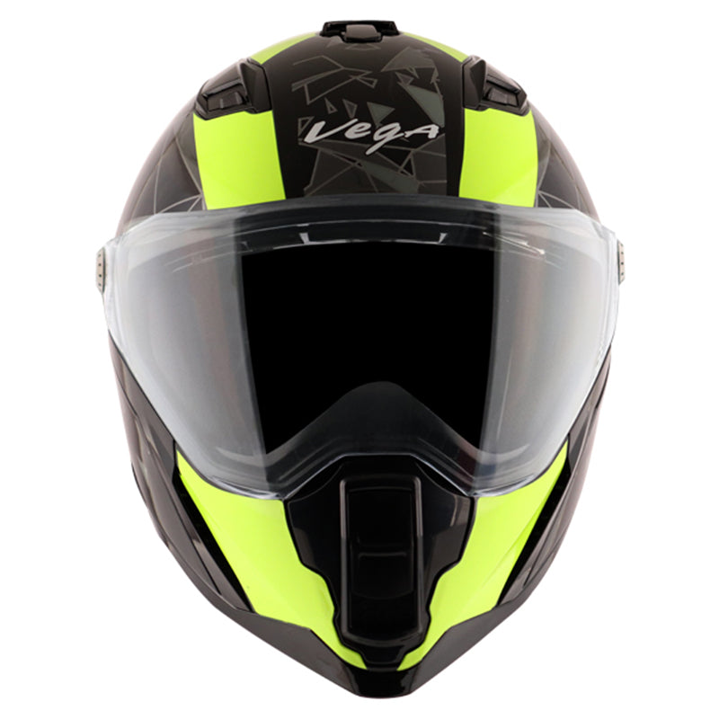 Vega Storm Drift Black Neon Yellow Helmet - bikerstore.in