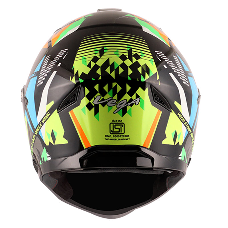 Vega Storm Atomic Black Neon Yellow Helmet - bikerstore.in