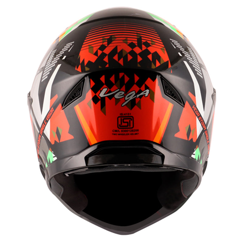 Vega Storm Atomic Black Orange Helmet - bikerstore.in