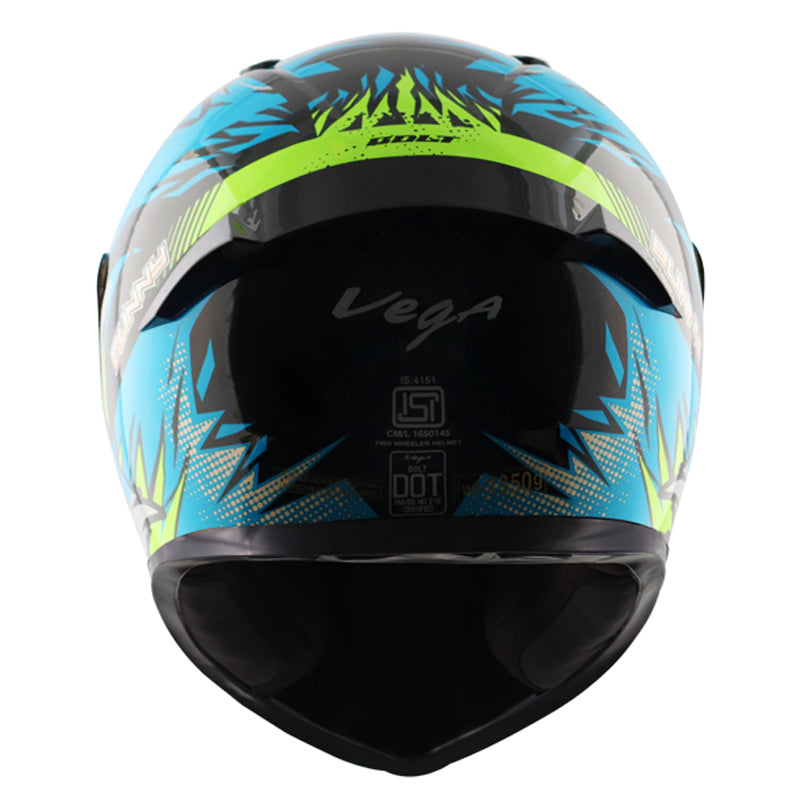 Vega Bolt Bunny Black Neon Blue Helmet - bikerstore.in